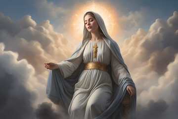 Mother Mary is the major figure in Christianity as the mother of God - obrazy, fototapety, plakaty