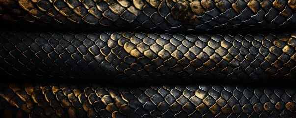 Close up golden and dark snake scales backgrounds - obrazy, fototapety, plakaty