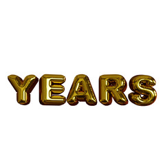 Years 3D Rendering Golden Balloon Text Label
