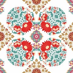 Seamless pattern with colorful floral ornament. a floral pattern with red, green and blue flowers