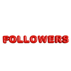 Followers 3D Rendering Red Balloon Text Label