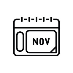 Black line icon for november 