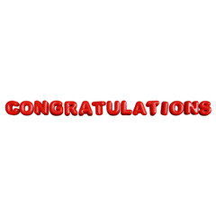 Congratulations 3D Rendering Red Balloon Text Label