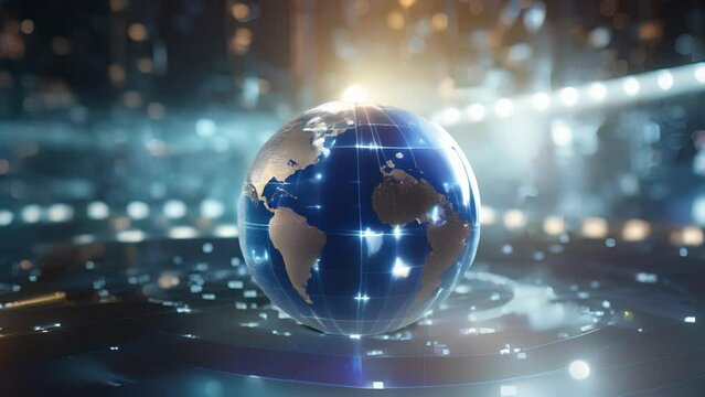 A digital globe dotted with various cyber attack icons, showcasing the global scope of cybersecurity threats and underscoring the need for international cooperation to protect AGI systems.