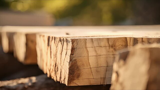 Closeup of a piece of wood paneling made from fastgrowing and sustainably harvested poplar trees.