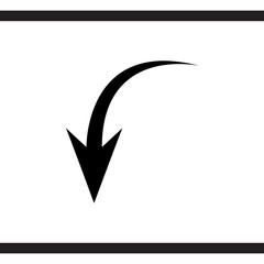 Curved arrow icon vector. Arrow pointer icon sign symbol vector. Arrow down vector icon illustration isolated on white background