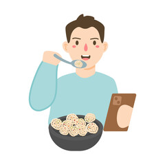 people eating seblak concept illustration