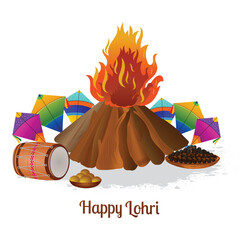 Happy lohri indian festival celebration greeting card background