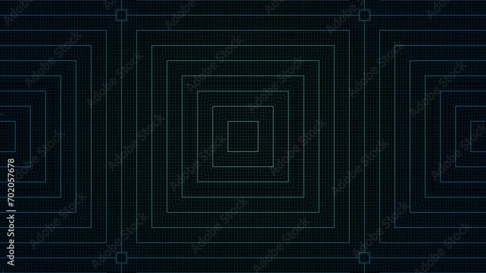 Poster animation of sci-fy style of digital damage and glitch on headset display grid of squares