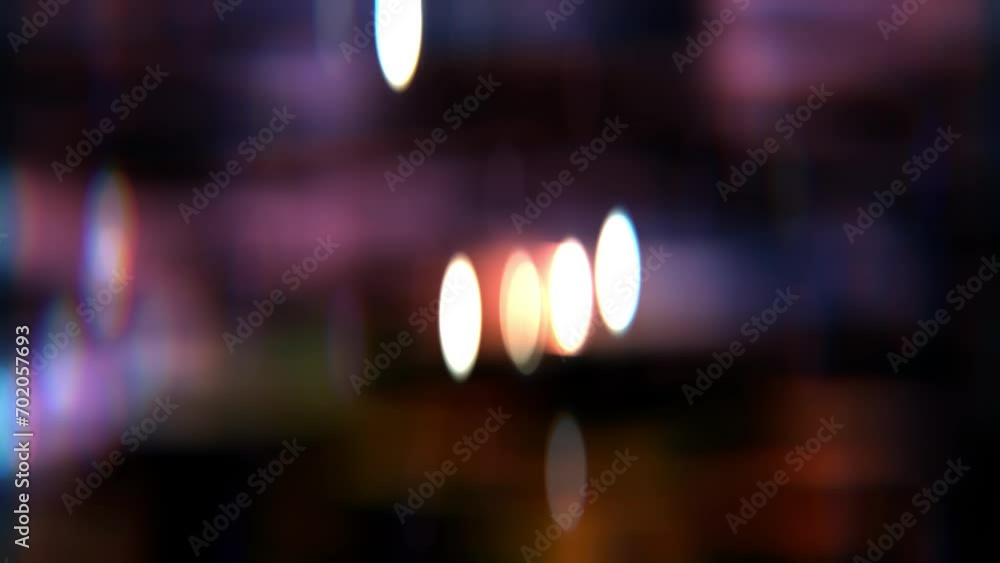 Poster fast animation of defocused bokeh simulating city traffic lights