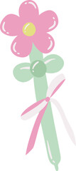 Cute Daisy Flower Twisted Balloons Isolated Illustration