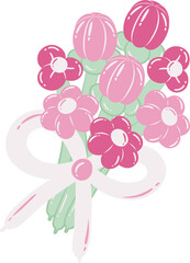 Cute Flower Bouquet Balloon Twisted Isolated Illustration