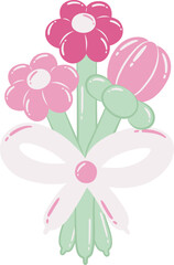 Cute Flower Bouquet Balloon Twisted Isolated Illustration