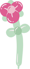 Cute Rose Flower Twisted Balloons Isolated Illustration