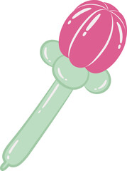 Cute Tulip Flower Twisted Balloons Isolated Illustration