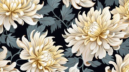 abstract elegant seamless pattern with hand drawn flowers