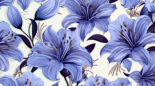 flower background with floral pattern with purple lily flowers