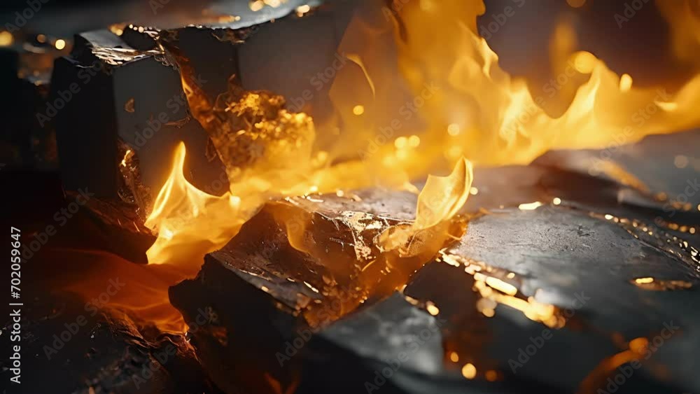 Poster closeup of the tiny fissures and cracks forming in a solid block of plutonium239, as it rapidly heat