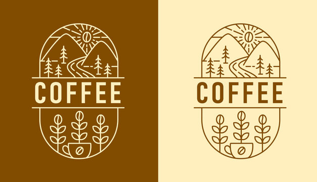 nature coffee line art design template