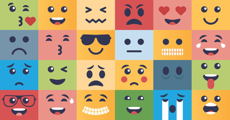 Emotional regulation with various facial expressions in outline collection. Feelings management and all psychological spectrum of non verbal communication and mental intelligence vector illustration. - obrazy, fototapety, plakaty