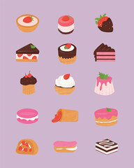 Simple and Cute Sweet Dessert Illustration Design Set