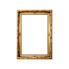 Vintage gilded antique picture frame with transparent Png background.	