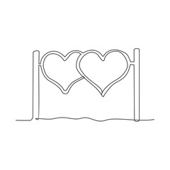 One continuous line drawing for shape of heart vector illustration. the universally recognized symbol of love, romance, and affection. Suitable design for greeting card, poster and banner.
