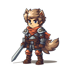 Obraz premium Playful Wolf Cartoon in White Background