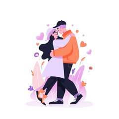 Loving couple in love. Valentine's day. Vector illustration.