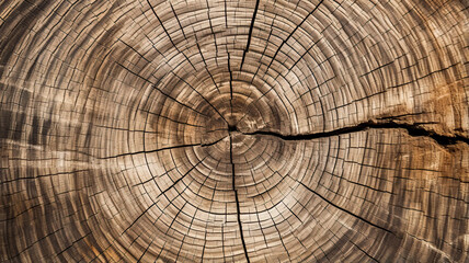 Old weathered cracked tree trunk cross section wood background texture 
