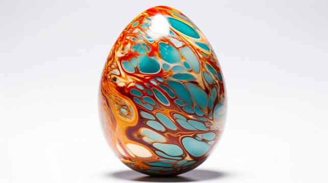 a colorful isolated egg, its varied tones and patterns representing the beauty of life against a pristine white backdrop, showcasing the wonders of creation.