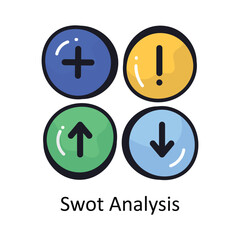 Swot Analysis vector filled outline doodle Design illustration. Symbol on White background EPS 10 File 