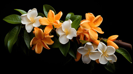 Orange jasmine on white background 