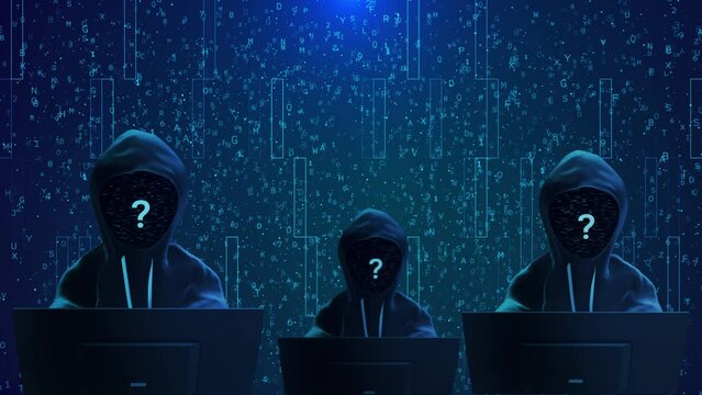 Cybersecurity computer hacker hoodie Danger hack attack Warning system hacked identity. Virus, Data Breach, Malware Cyber Attack Hacking Data thief, internet fraud, darknet cyber security. 4K 3D