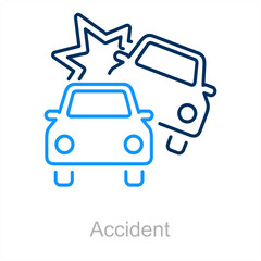 Accident and car icon concept 
