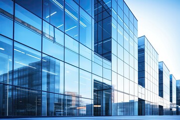 Reflective glass facade of modern office buildings in daylight