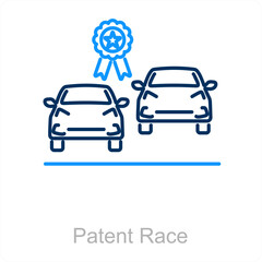 Patent Race and car icon concept 