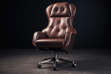 Luxurious tufted leather office chair in an elegant design