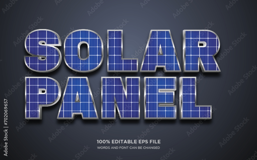 Poster solar panel 3d editable text style effect