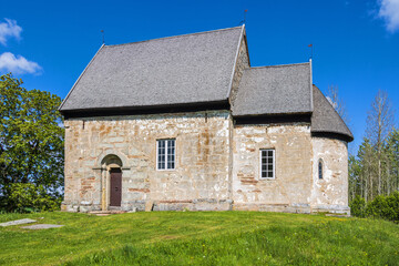 Fototapeta na wymiar Old medieval church on a hill