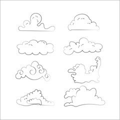 Hand drawing or doodle art clouds.