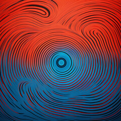Concentric Circles with a Red and Blue Gradient, Abstract