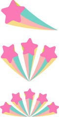 set of colorful flying stars