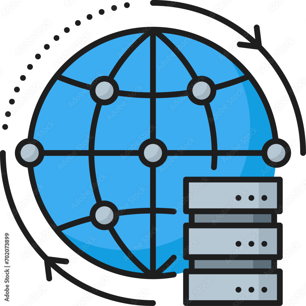 Poster servers everywhere. cdn. content delivery network icon. website cdn administration and publishing sy
