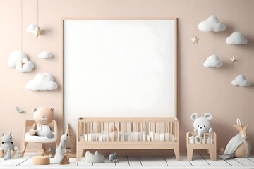 room with frames wooden frame for painting or picture on white background with clipping path
