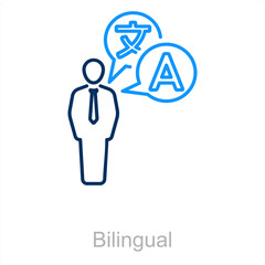 Bilingual and language icon concept