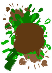 Green and brown graffiti speech bubble. Abstract modern Messaging sign street art decoration, Discussion icon performed in urban painting style.