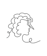 woman face one line art, vector best line icon.