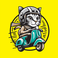 cat logo riding