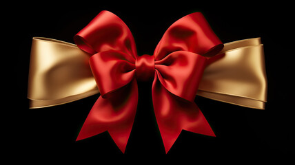 red ribbon and bow with gold for Christmas